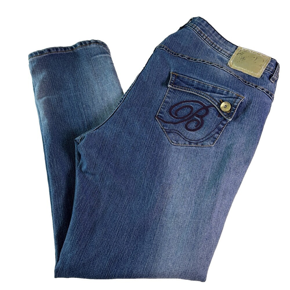 Vintage Apple Bottoms Plus Size 24W Jeans Y2K Baggy Hip Hop Embroidered Cute Leg